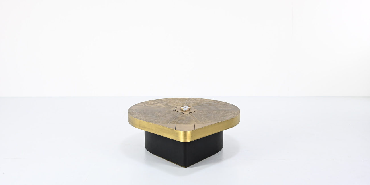 Freeform acid etched brass and agate stone coffee table belgian willy daro jean claude dresse ado chale christian krekels