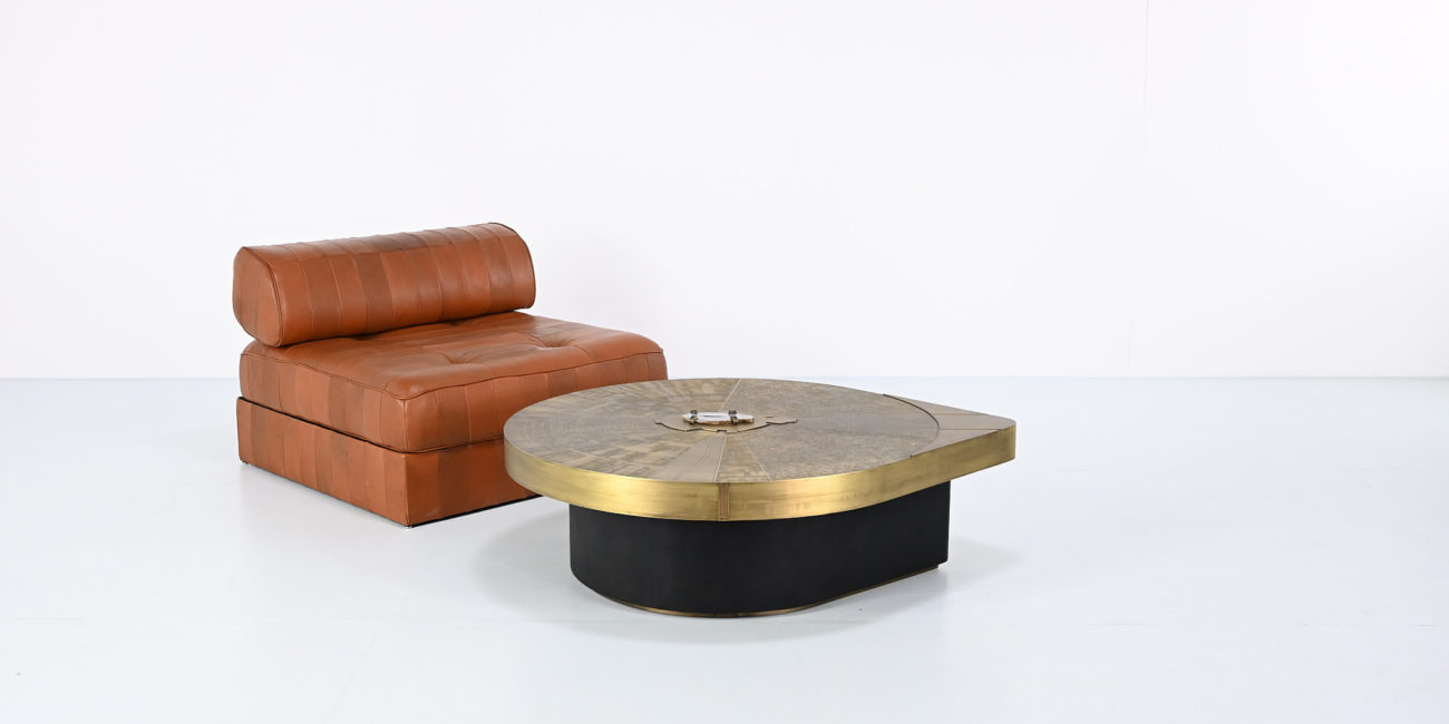 Freeform acid etched brass and agate stone coffee table belgian willy daro jean claude dresse ado chale christian krekels