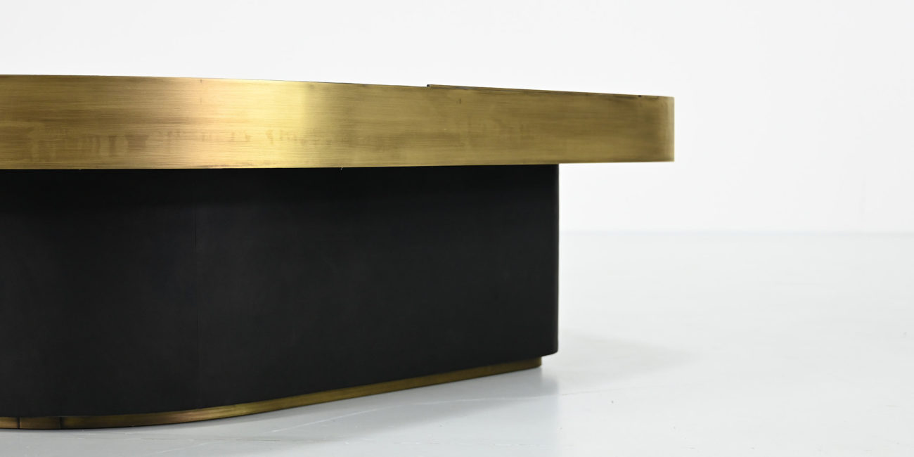 Freeform acid etched brass and agate stone coffee table belgian willy daro jean claude dresse ado chale christian krekels