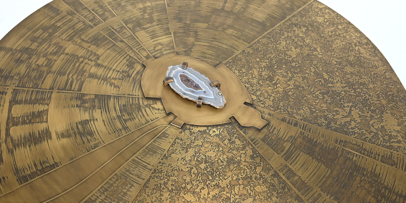 Freeform acid etched brass and agate stone coffee table belgian willy daro jean claude dresse ado chale christian krekels