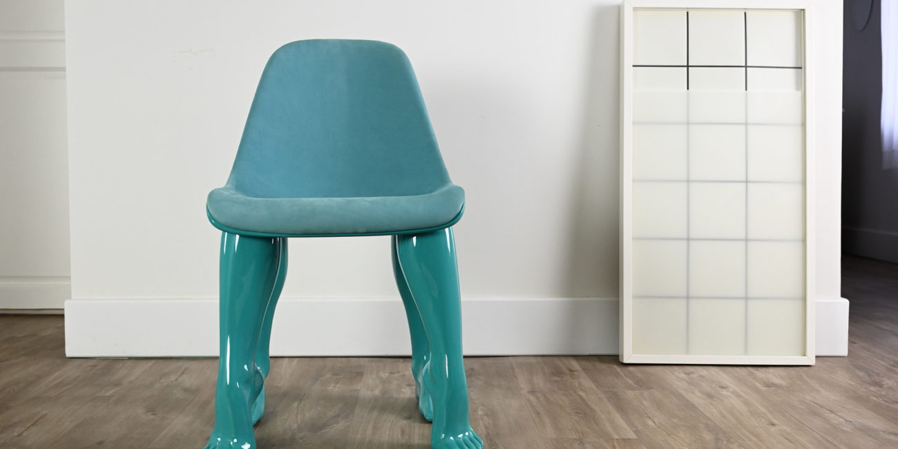 Pharrell Williams Perspective chair Domeau & Pérès blue lagoon
