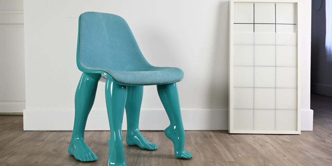 Pharrell Williams Perspective chair Domeau & Pérès blue lagoon