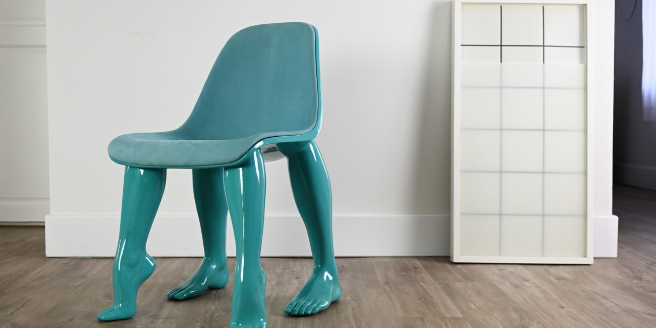 Pharrell Williams Perspective chair Domeau & Pérès blue lagoon
