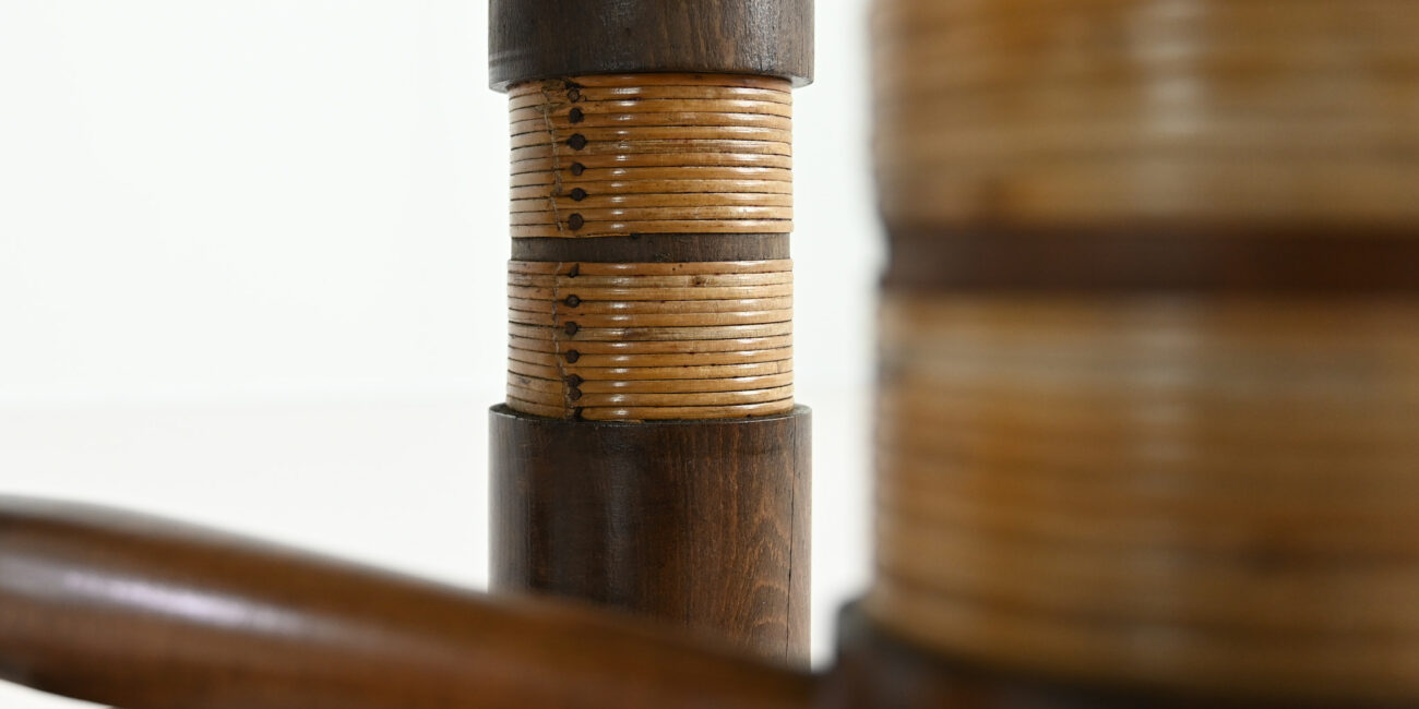charles dudouyt brutalist primitive brutaliste round side end table ronde rope cane 1940 modernist vintage oak chêne