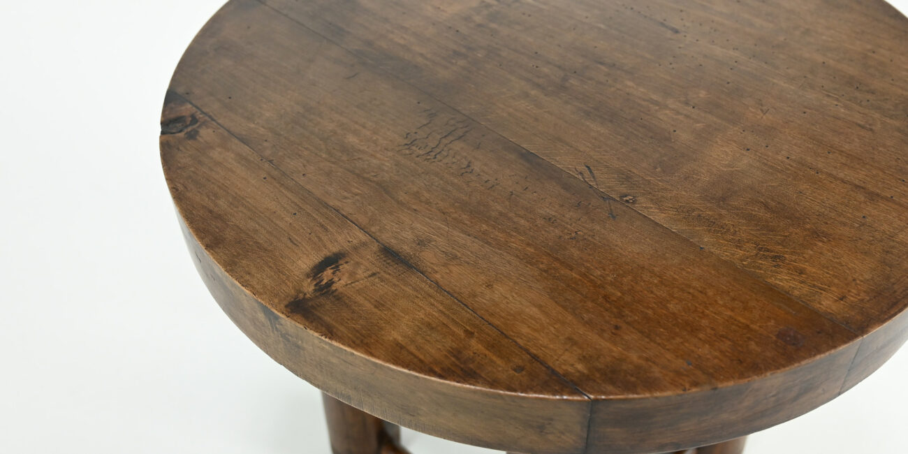 charles dudouyt brutalist primitive brutaliste round side end table ronde rope cane 1940 modernist vintage oak chêne