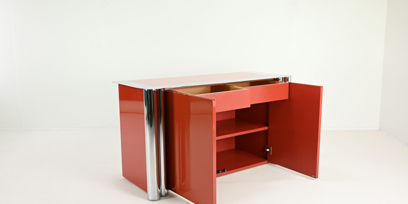 Antonello Mosca Sergio Mazza cinova 1008 sideboard credenza cabinet vintage lacquer coral italian design italy