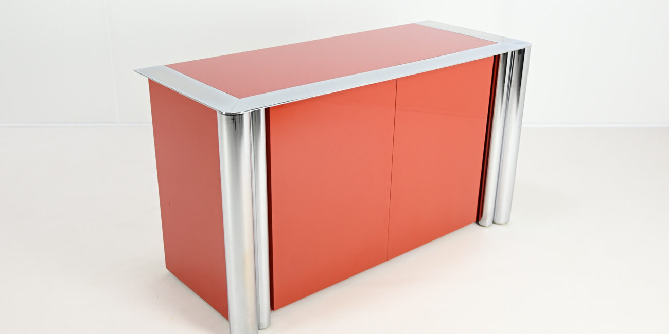 Antonello Mosca Sergio Mazza cinova 1008 sideboard credenza cabinet vintage lacquer coral italian design italy