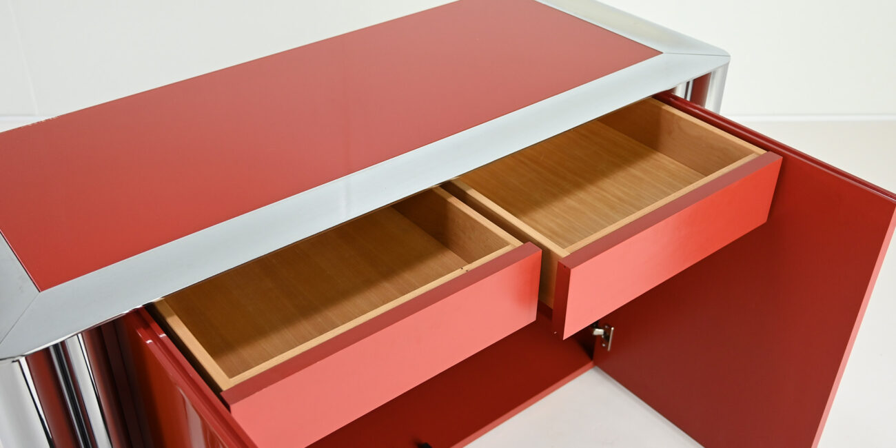 Antonello Mosca Sergio Mazza cinova 1008 sideboard credenza cabinet vintage lacquer coral italian design italy