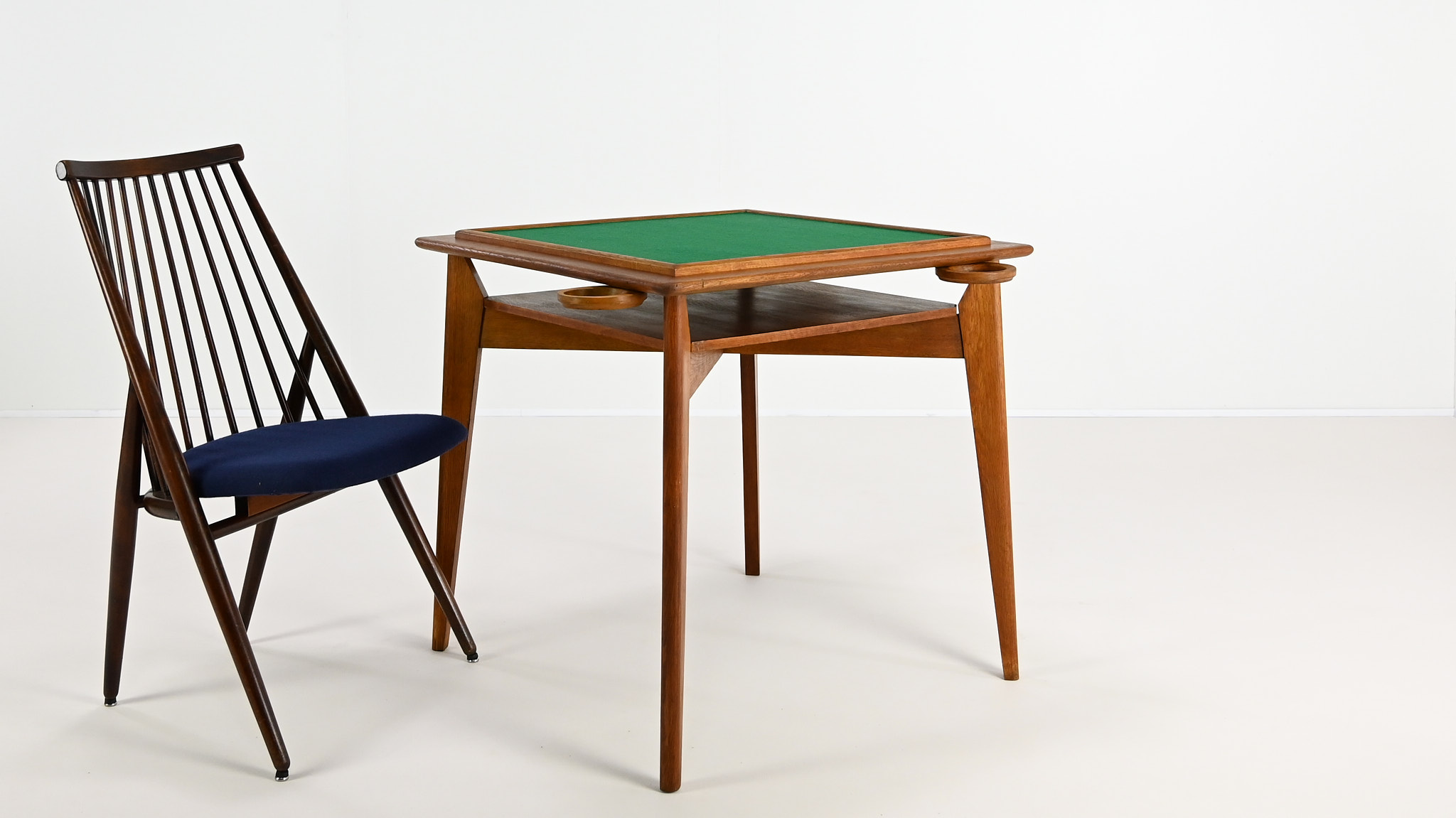 game table bridge Roger Landault Marcel Gascoin reconstruction design vintage utility furniture oak