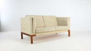 vintage sofa fritz hansen wool teak scandinavian danish couch