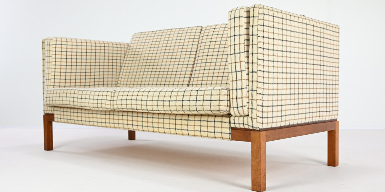 vintage sofa fritz hansen wool teak scandinavian danish couch