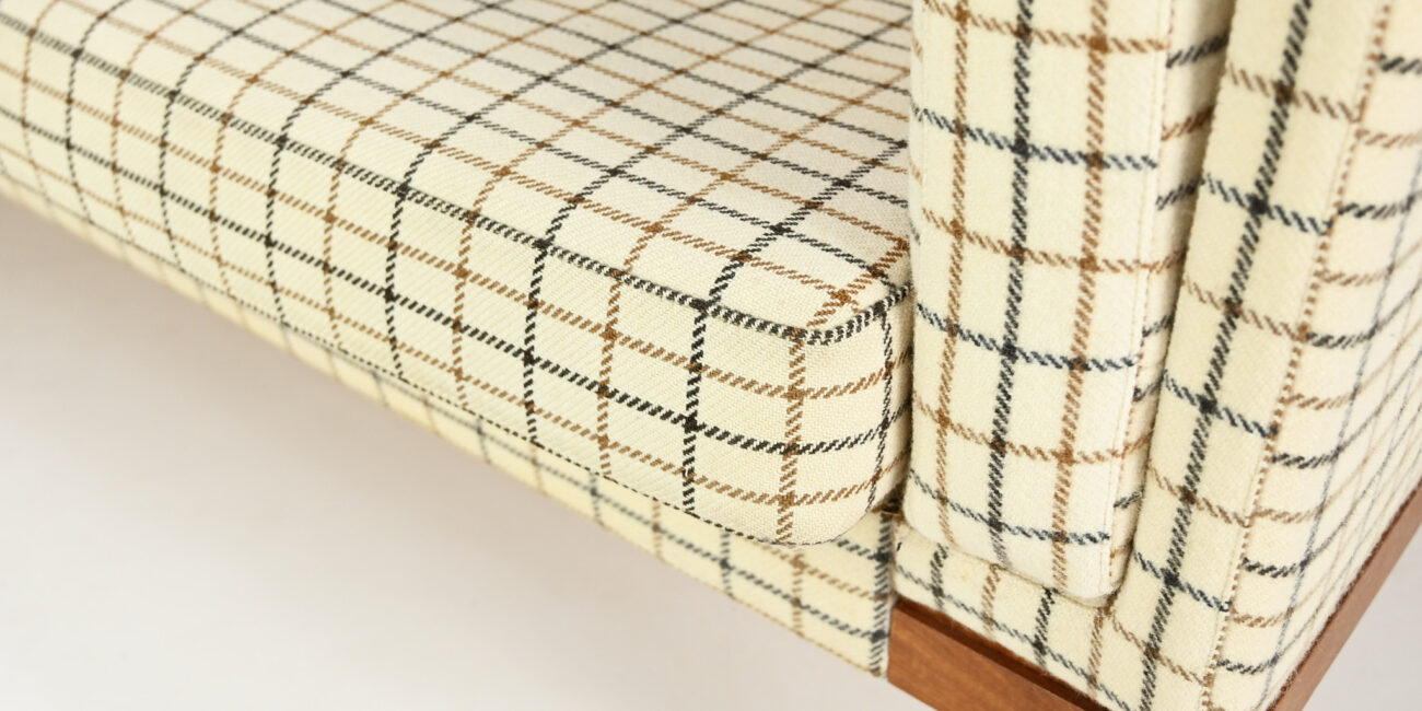 vintage sofa fritz hansen wool teak scandinavian danish couch