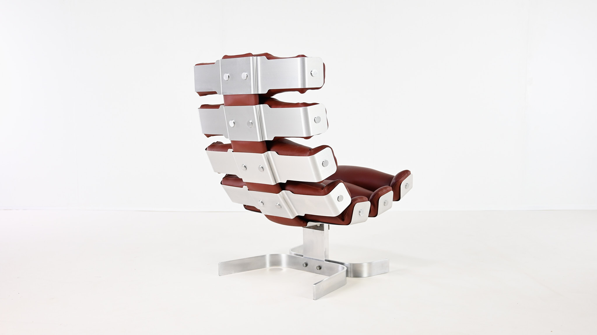 pierre vandel vertebre rib lounge chair space age mid century modern aluminum leather oscar niemeyer joe colombo