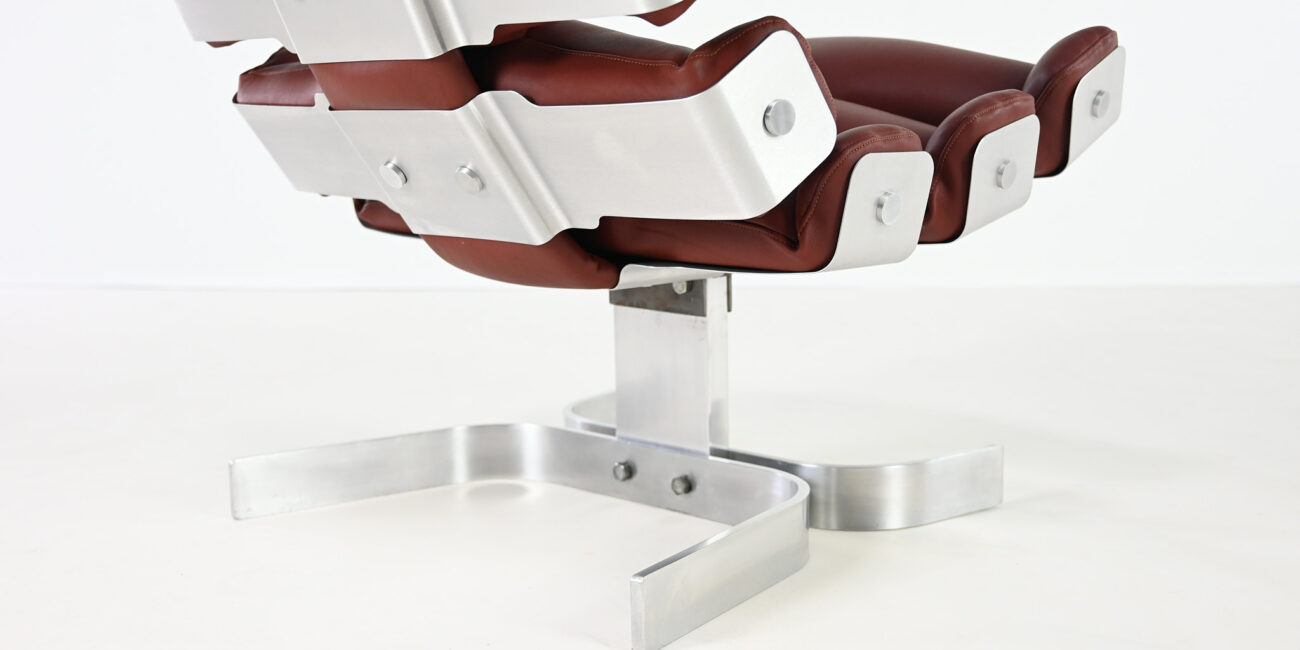 pierre vandel vertebre rib lounge chair space age mid century modern aluminum leather oscar niemeyer joe colombo