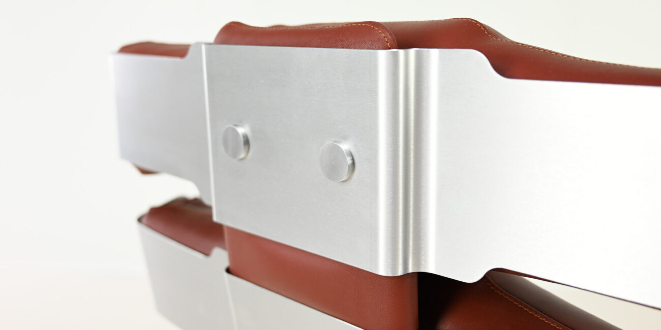 pierre vandel vertebre rib lounge chair space age mid century modern aluminum leather oscar niemeyer joe colombo