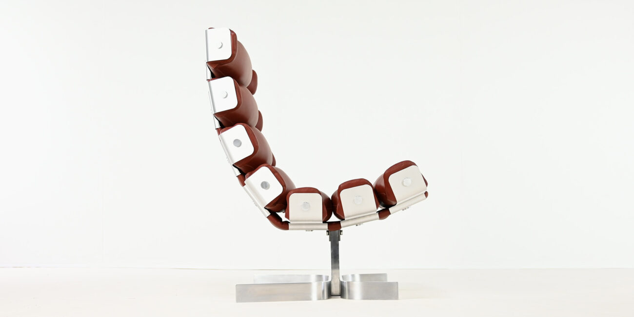 pierre vandel vertebre rib lounge chair space age mid century modern aluminum leather oscar niemeyer joe colombo