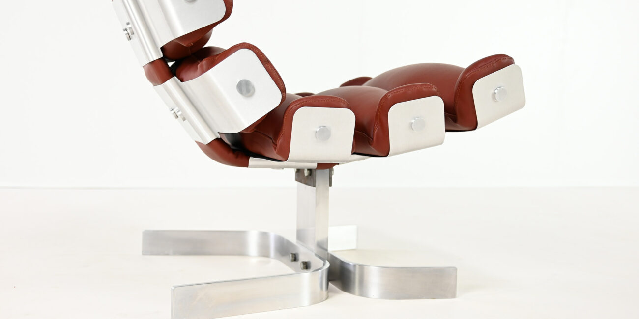 pierre vandel vertebre rib lounge chair space age mid century modern aluminum leather oscar niemeyer joe colombo