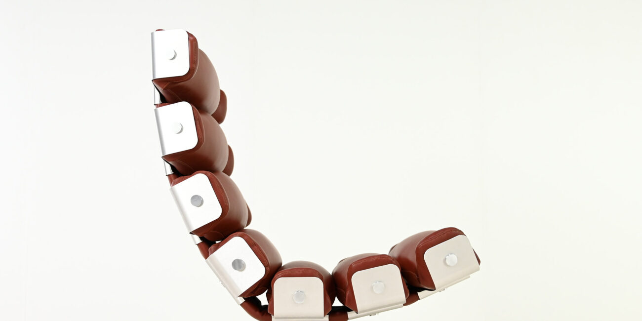 pierre vandel vertebre rib lounge chair space age mid century modern aluminum leather oscar niemeyer joe colombo