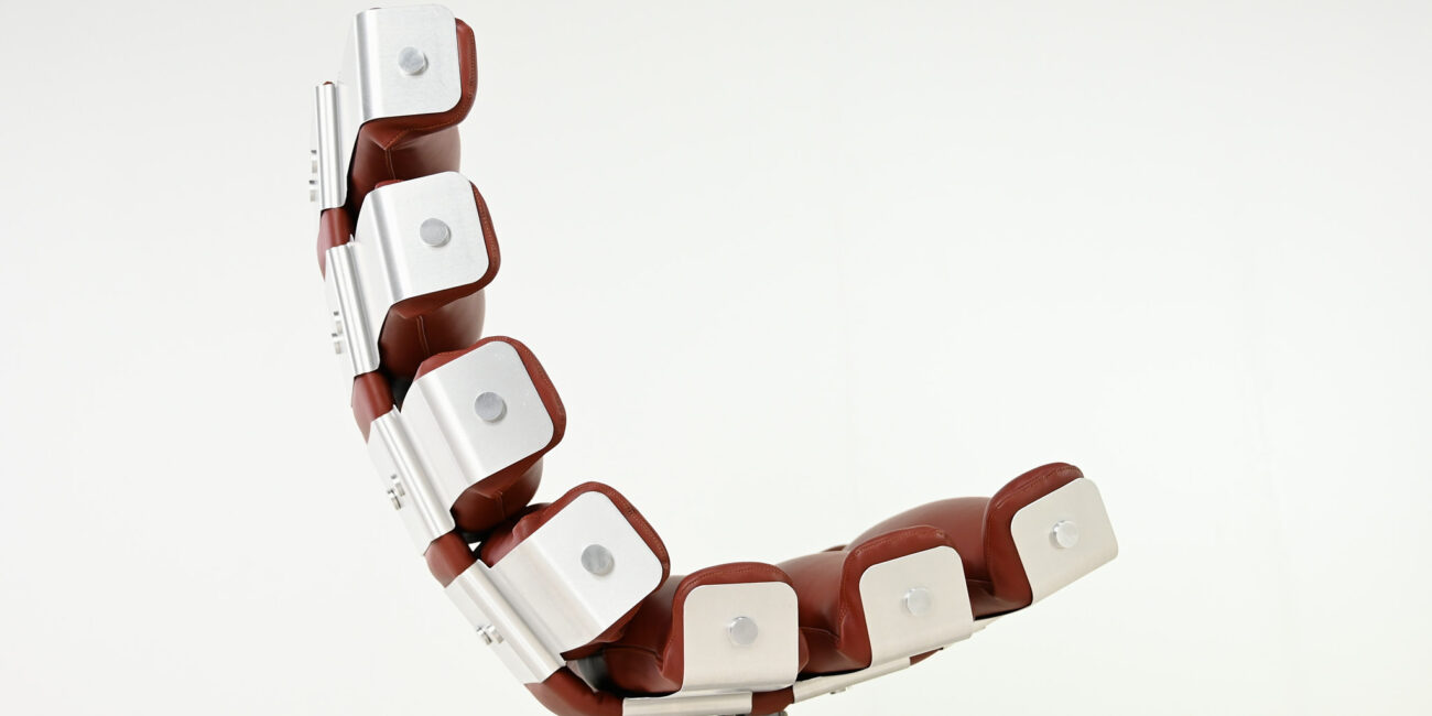 pierre vandel vertebre rib lounge chair space age mid century modern aluminum leather oscar niemeyer joe colombo