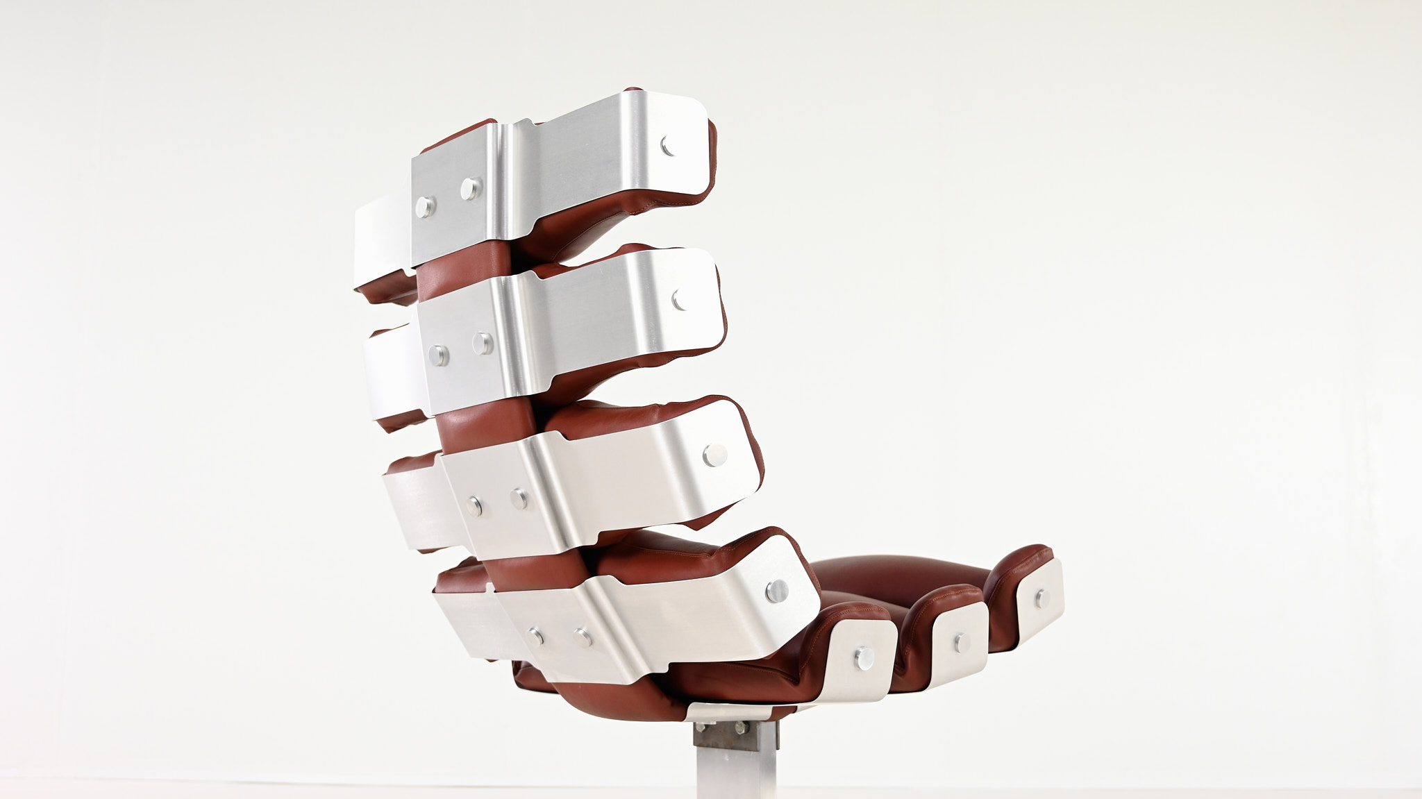 pierre vandel vertebre rib lounge chair space age mid century modern aluminum leather oscar niemeyer joe colombo