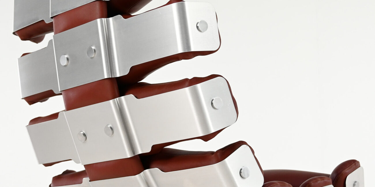 pierre vandel vertebre rib lounge chair space age mid century modern aluminum leather oscar niemeyer joe colombo