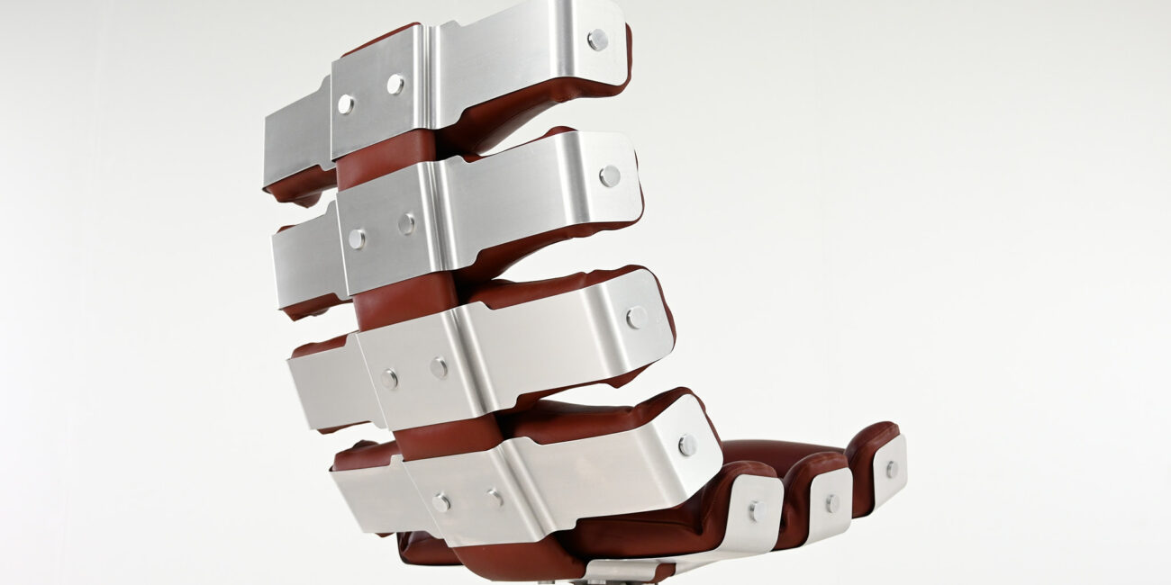 pierre vandel vertebre rib lounge chair space age mid century modern aluminum leather oscar niemeyer joe colombo