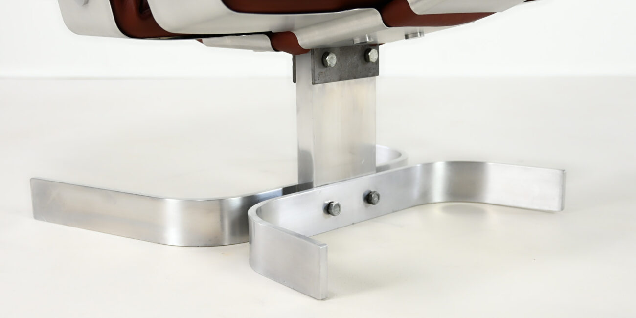 pierre vandel vertebre rib lounge chair space age mid century modern aluminum leather oscar niemeyer joe colombo