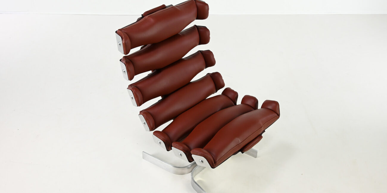pierre vandel vertebre rib lounge chair space age mid century modern aluminum leather oscar niemeyer joe colombo