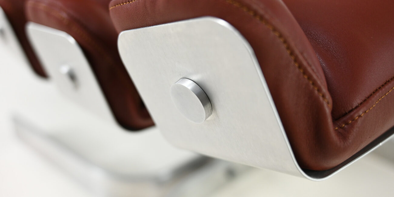 pierre vandel vertebre rib lounge chair space age mid century modern aluminum leather oscar niemeyer joe colombo