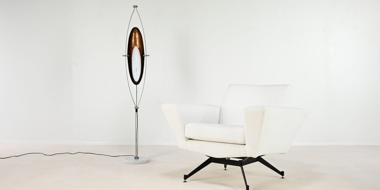 goffredo reggiani floor lamp copper steel acrylic glass marble lampadaire acier cuivre marbre plexiglas brutaliste moderniste italian design italy