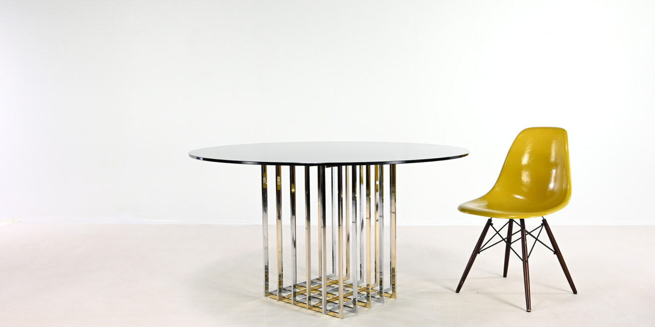 Pierre Cardin cage table diamond square chrome brass laiton gilt gilded hollywood regency