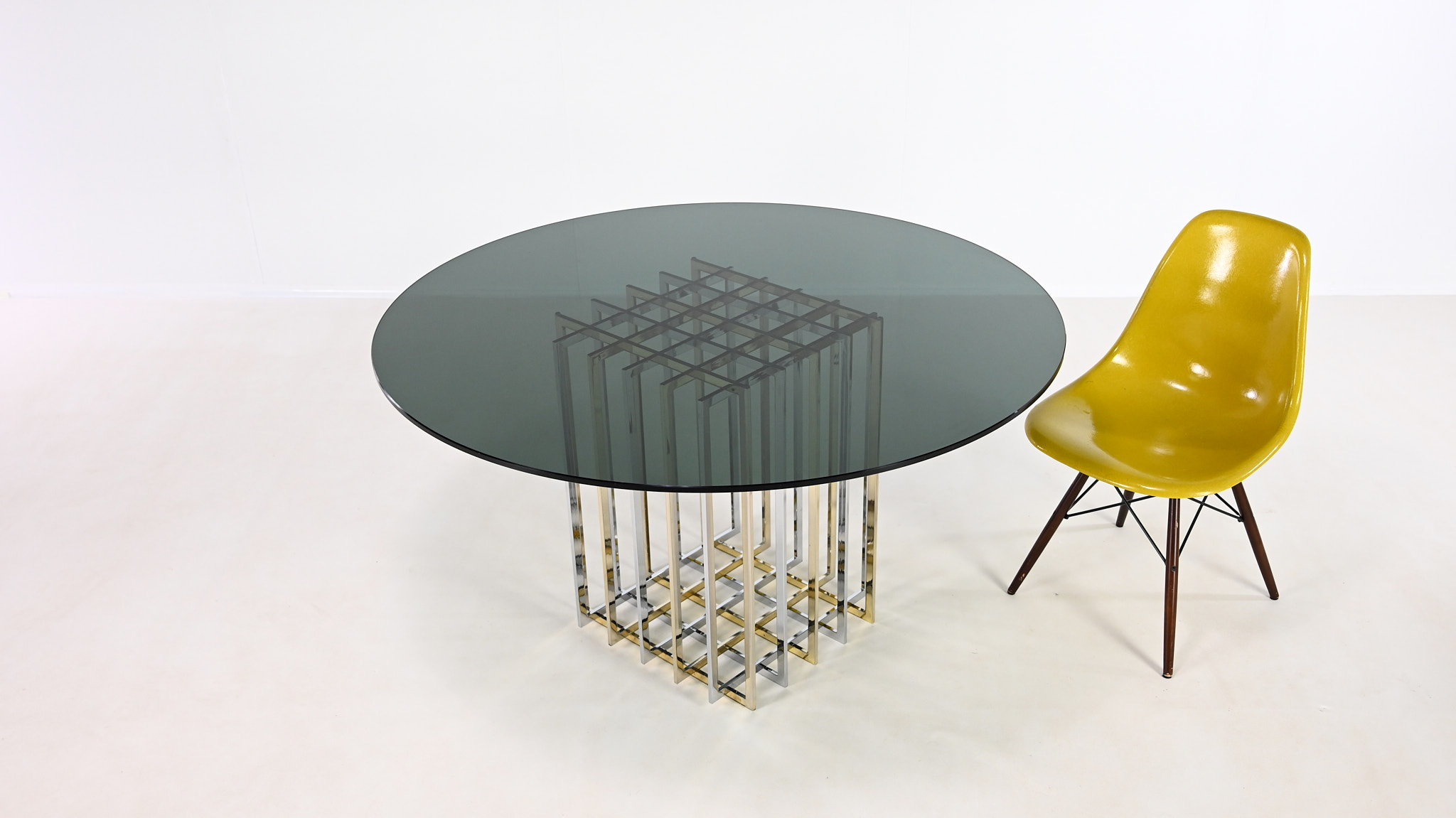 Pierre Cardin cage table diamond square chrome brass laiton gilt gilded hollywood regency