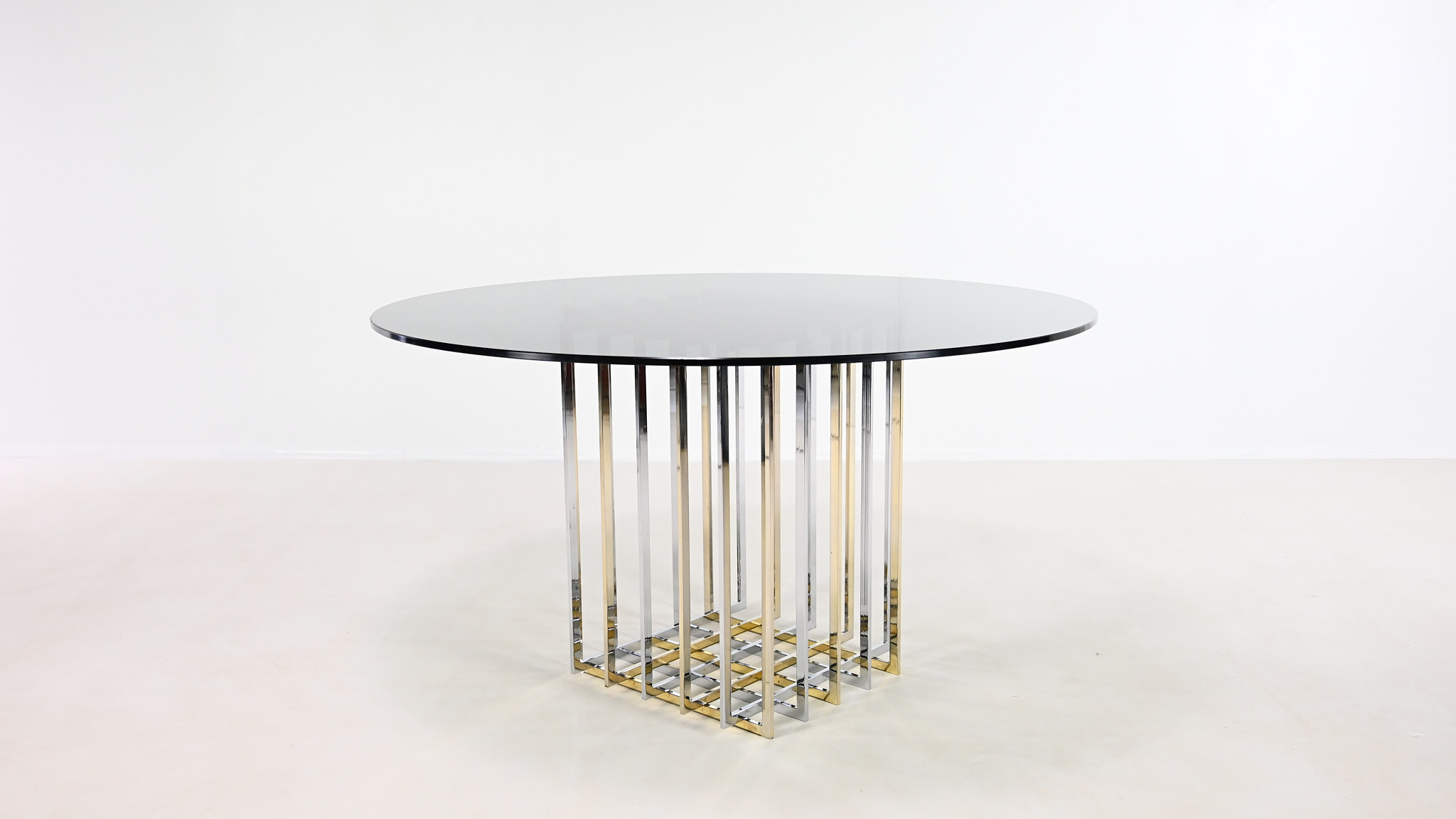 Pierre Cardin cage table diamond square chrome brass laiton gilt gilded hollywood regency