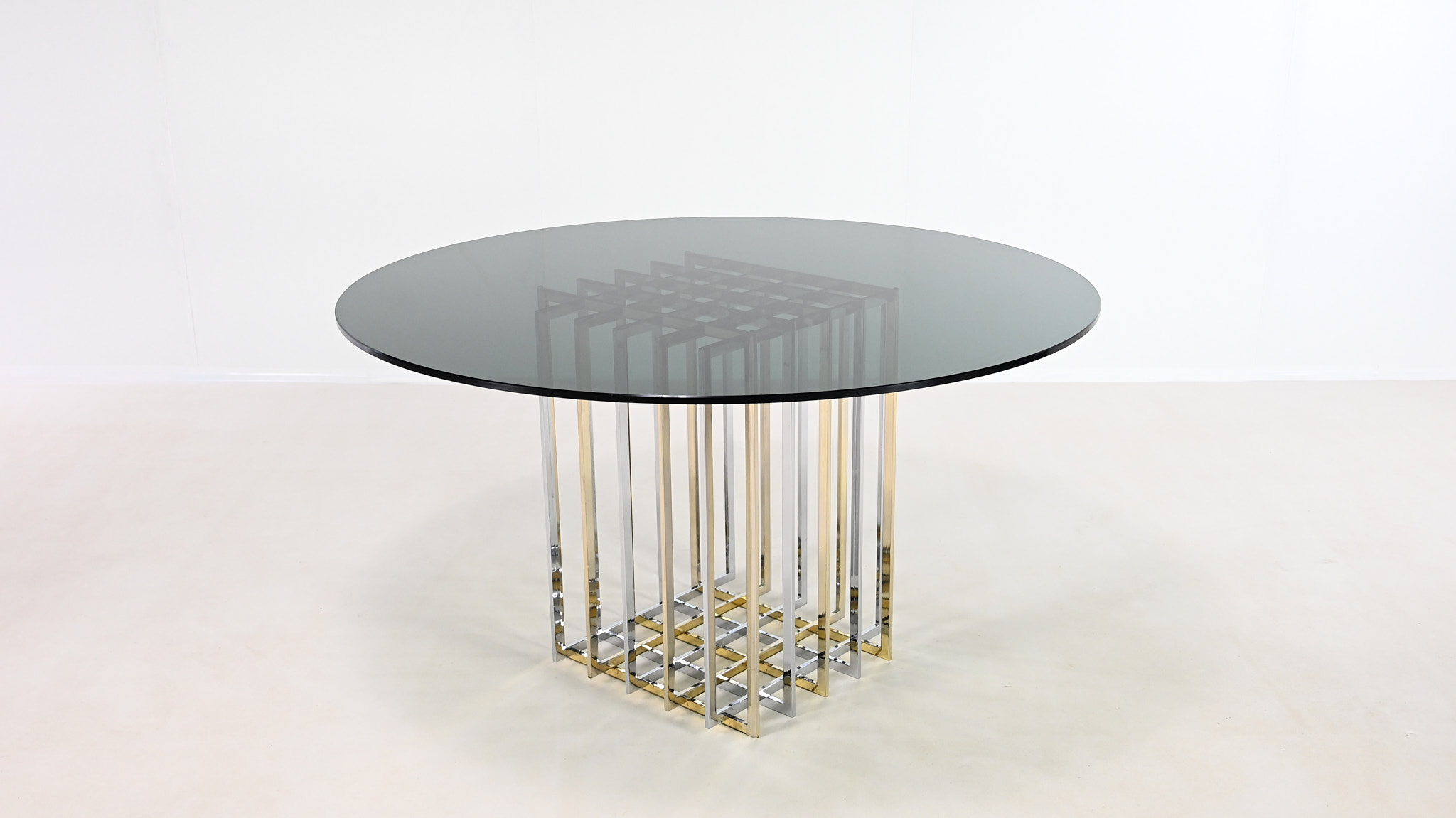 Pierre Cardin cage table diamond square chrome brass laiton gilt gilded hollywood regency