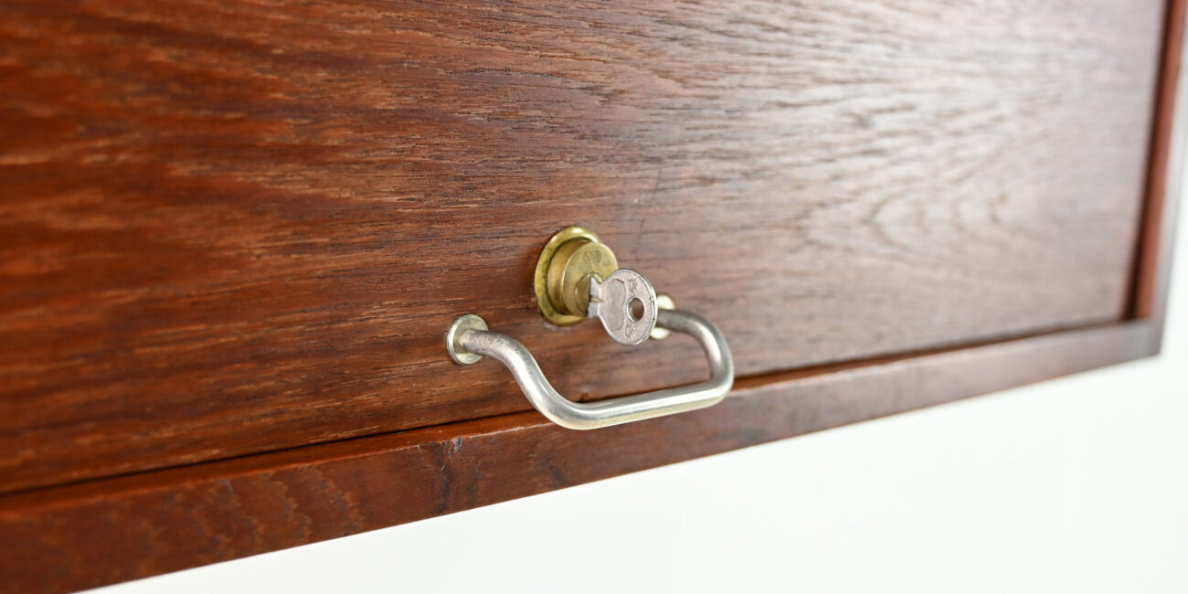 danish scandinavian floating cabinet design teak tambour door credenza bar drybar dovetail dovetails