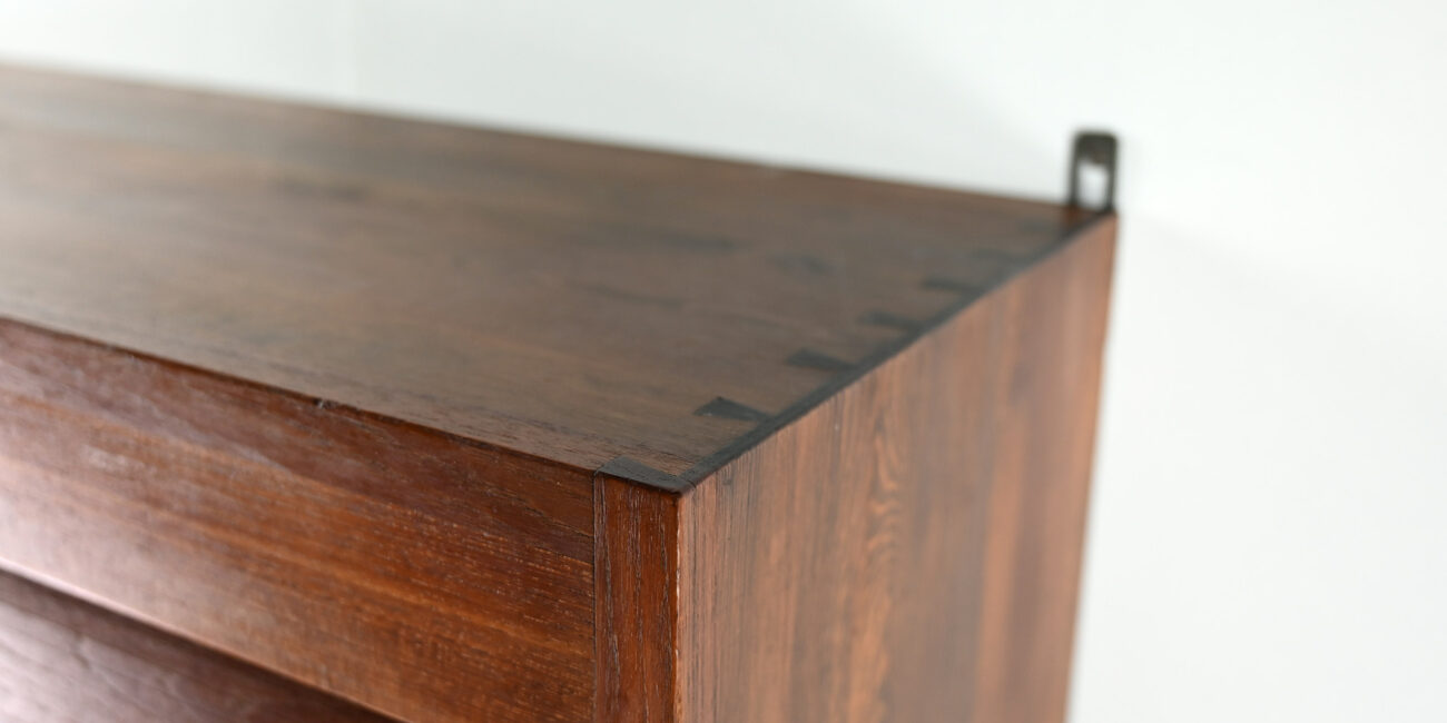 danish scandinavian floating cabinet design teak tambour door credenza bar drybar dovetail dovetails
