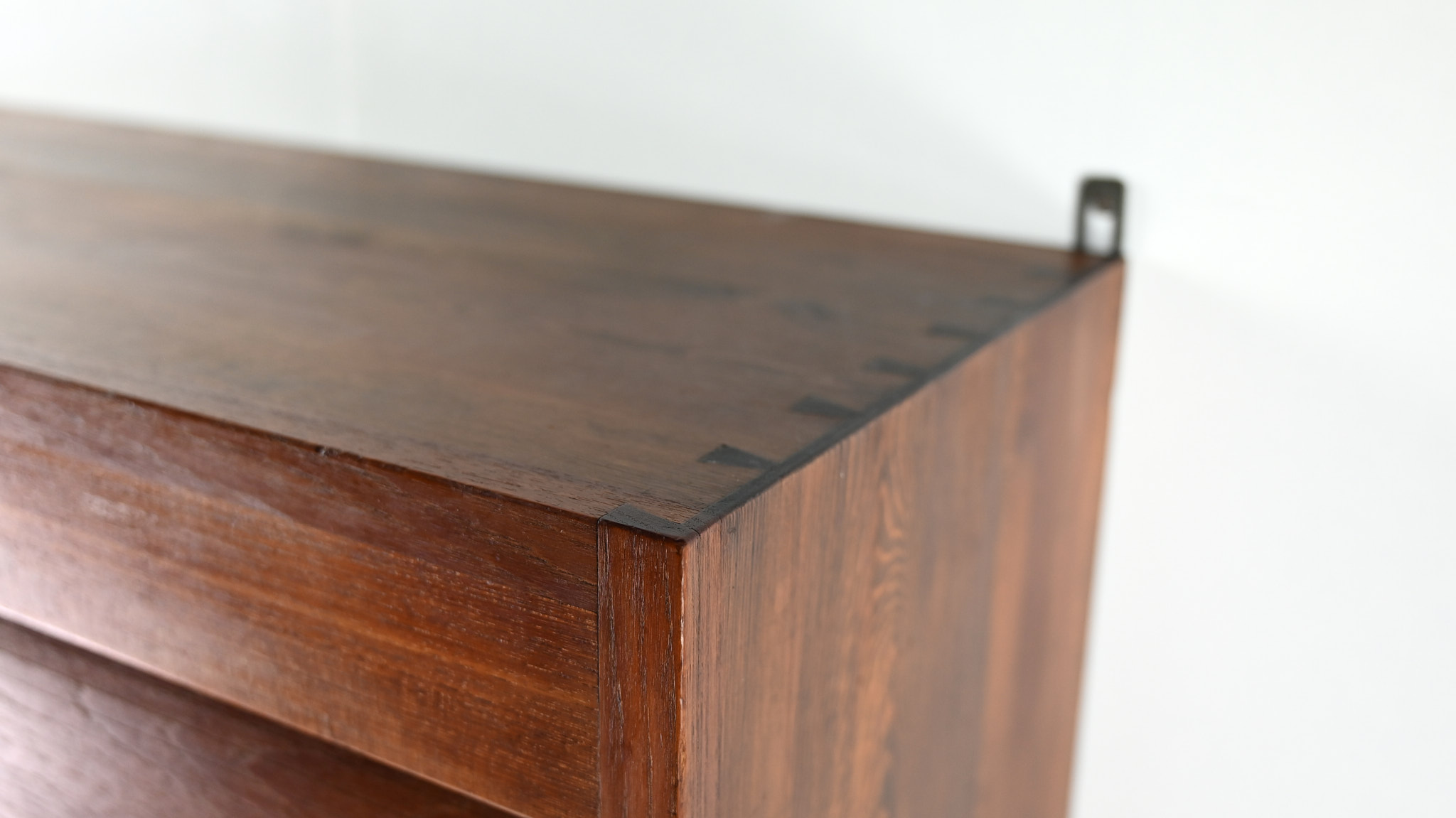 danish scandinavian floating cabinet design teak tambour door credenza bar drybar dovetail dovetails