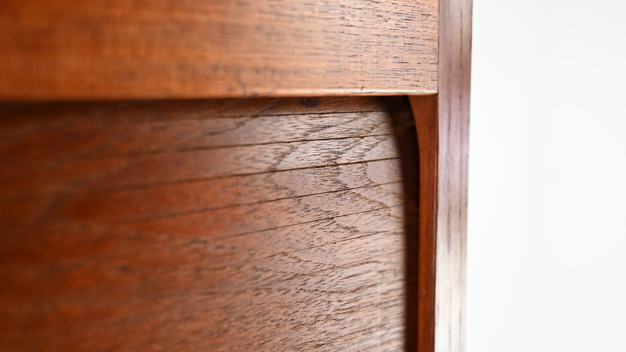 danish scandinavian floating cabinet design teak tambour door credenza bar drybar dovetail dovetails
