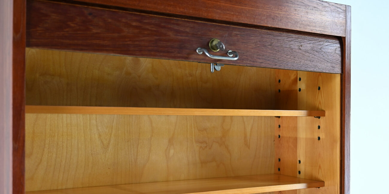 danish scandinavian floating cabinet design teak tambour door credenza bar drybar dovetail dovetails