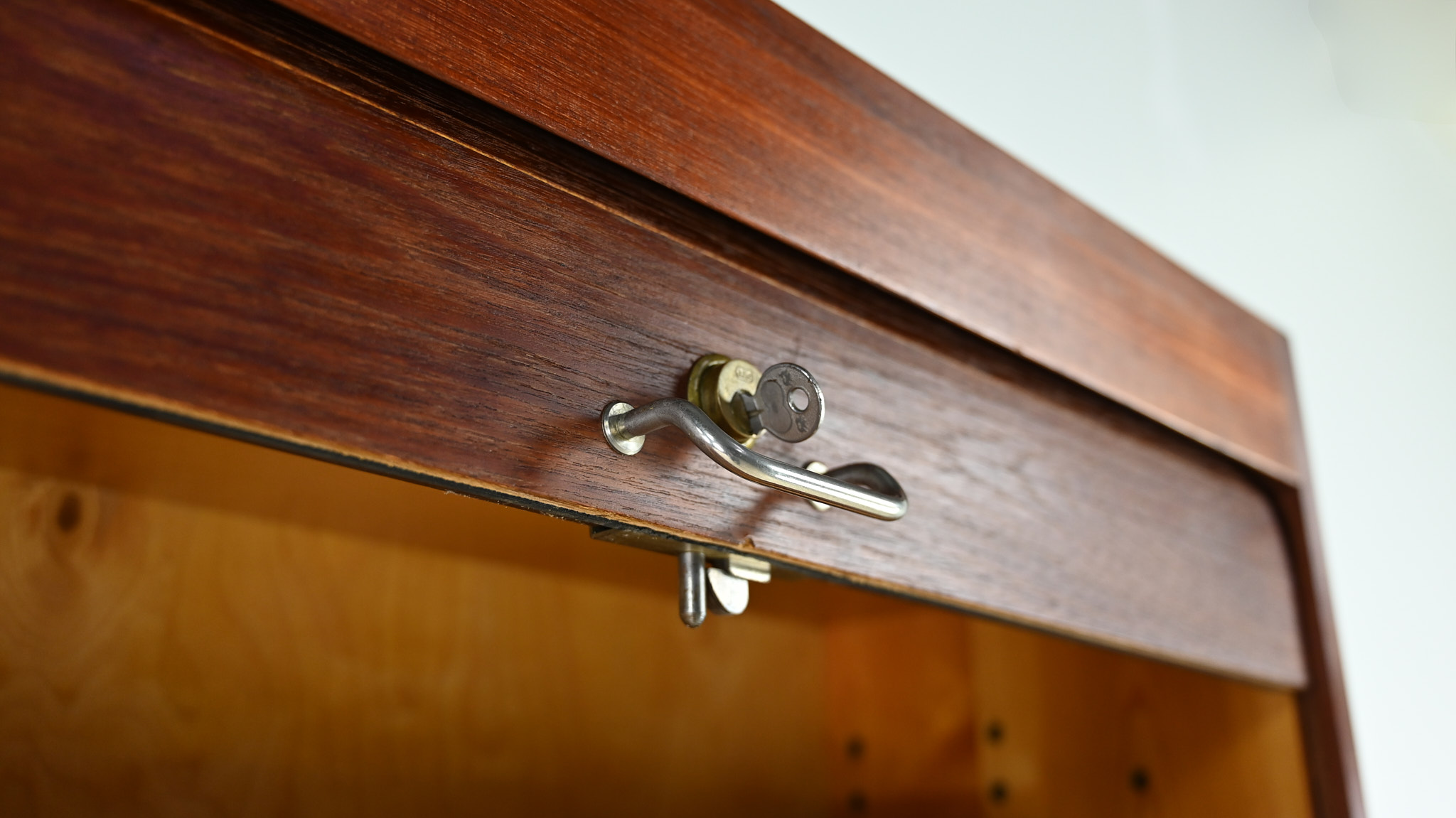 danish scandinavian floating cabinet design teak tambour door credenza bar drybar dovetail dovetails