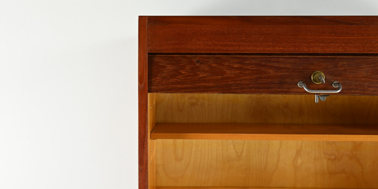 danish scandinavian floating cabinet design teak tambour door credenza bar drybar dovetail dovetails