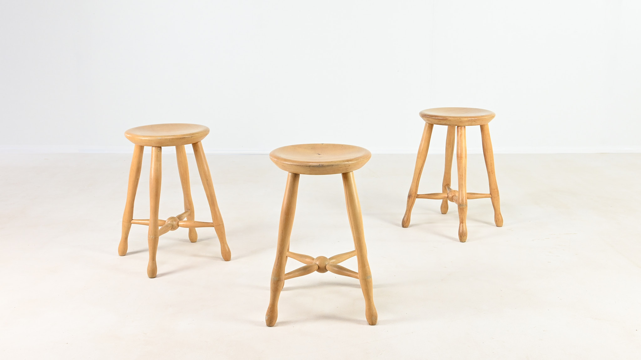 danish milking stool beech rustic vintage