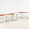 minimalist bench banc bertoia cuir acier tubulaire