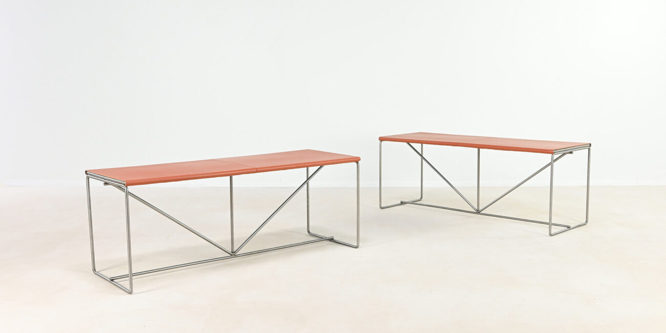 minimalist bench banc bertoia cuir acier tubulaire