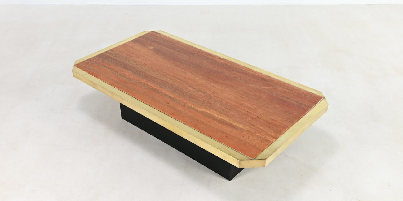 hollywood regency red travertine coffee table georges mathias fedam belgochrom rizzo