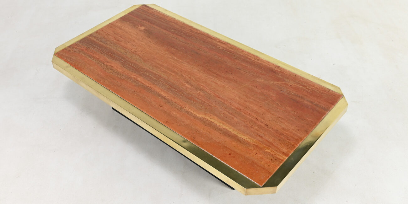 hollywood regency red travertine coffee table georges mathias fedam belgochrom rizzo