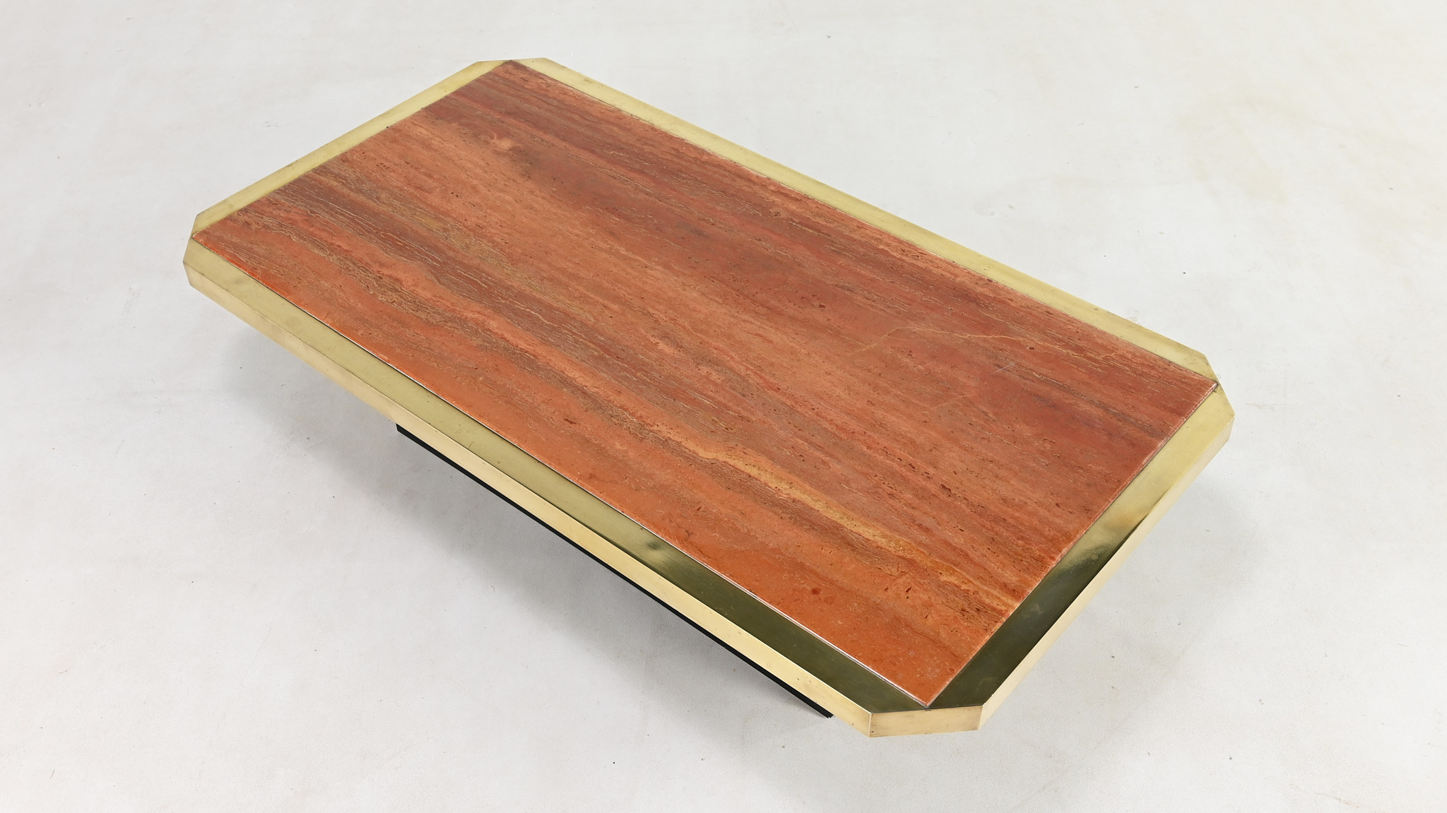 hollywood regency red travertine coffee table georges mathias fedam belgochrom rizzo