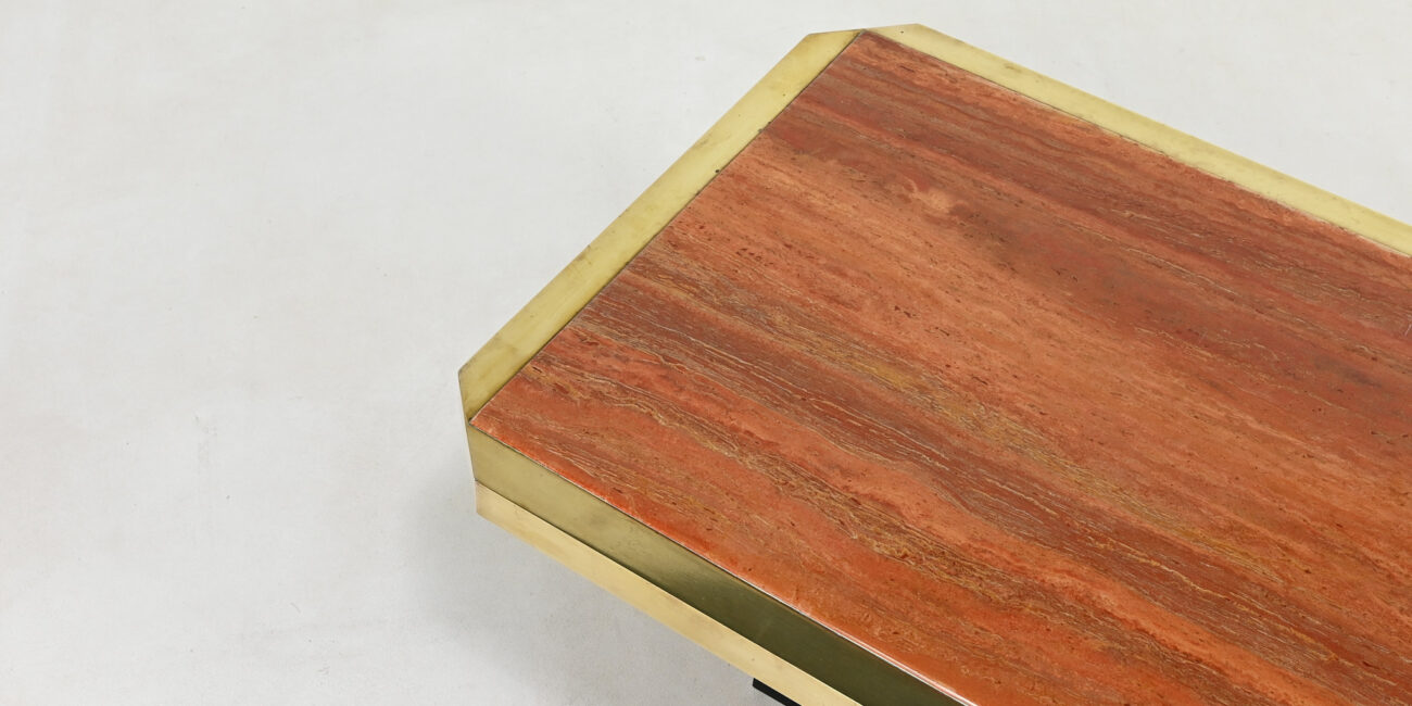 hollywood regency red travertine coffee table georges mathias fedam belgochrom rizzo