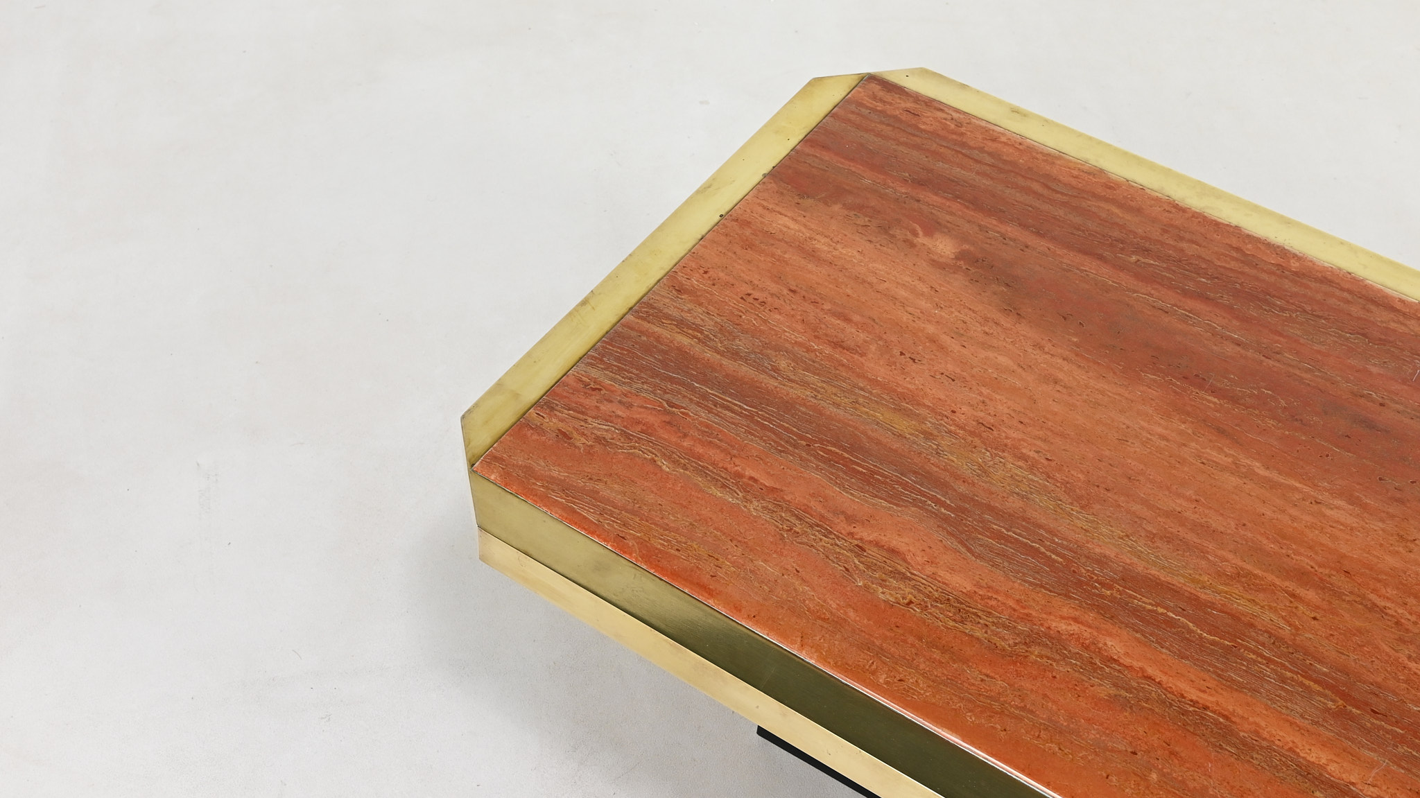 hollywood regency red travertine coffee table georges mathias fedam belgochrom rizzo