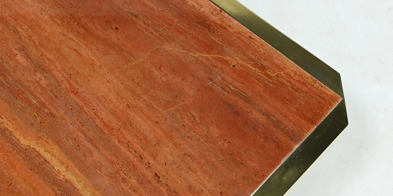 hollywood regency red travertine coffee table georges mathias fedam belgochrom rizzo